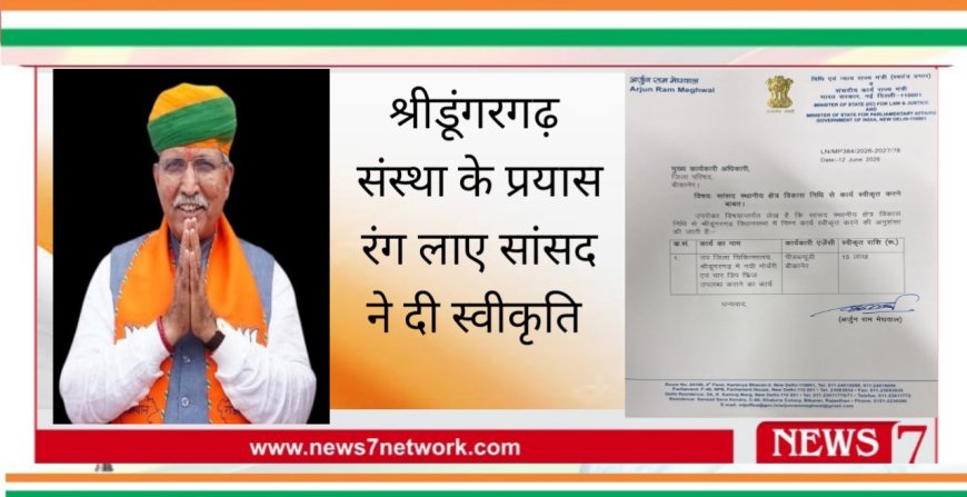 श्रीडूंगरगढ़  सामाजिक संस्था आपणो गांव सेवा समिति के आग्रह पर बनेगी नई मोर्चरी मानवीय संवेदनाओं को देखते हुए सांसद ने 15 लाख की दी स्वीकृति जल्द ही मिलेगी एक अत्याधुनिक एंबुलेंस भी